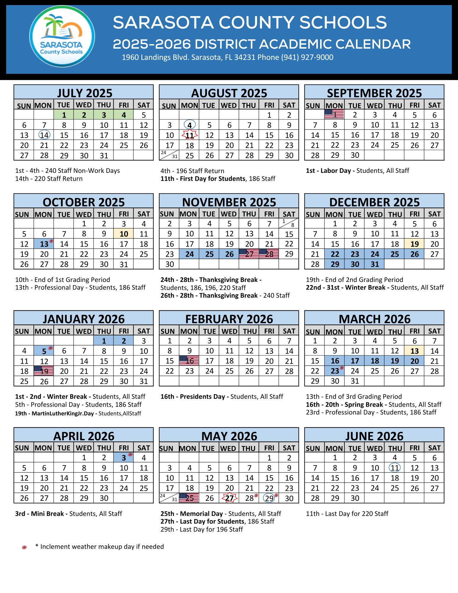 Sarasota County School Calendar 2025 2026 Holidays sarasota-county-school-calendar-2025-2026-holidays