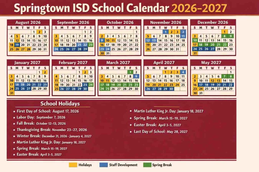 Springtown ISD School Calendar
