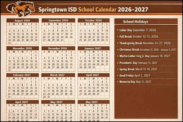 Springtown ISD School Calendar