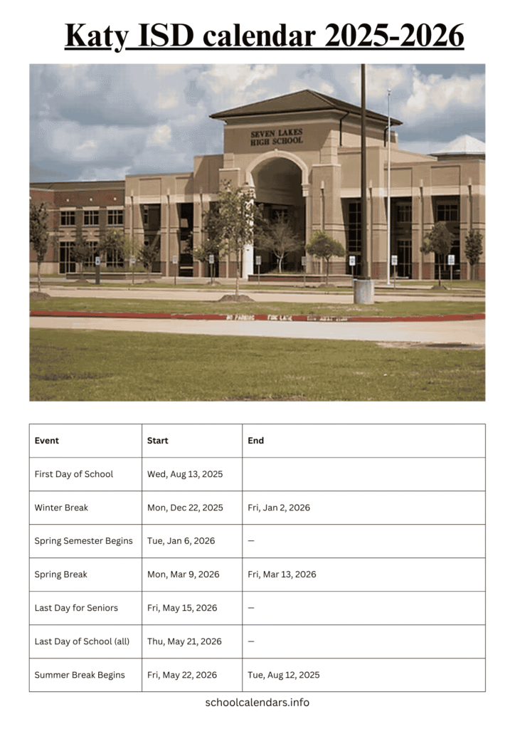 Katy ISD calendar 2025-2026