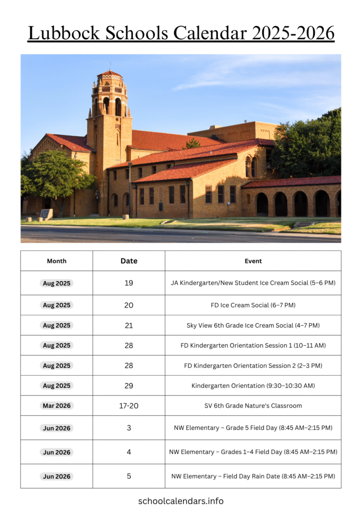 Lubbock Schools Calendar