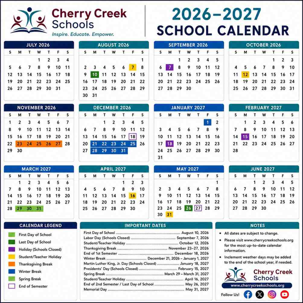 Cherry Creek Schools Calendar