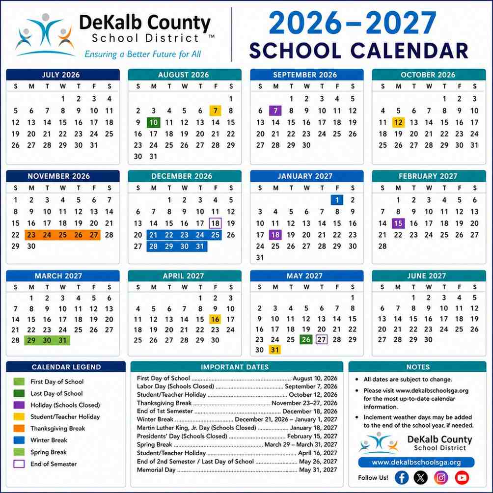 DeKalb County Schools Calendar