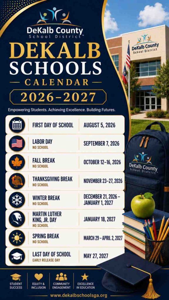 DeKalb County Schools Calendar 2026-2027 Holidays