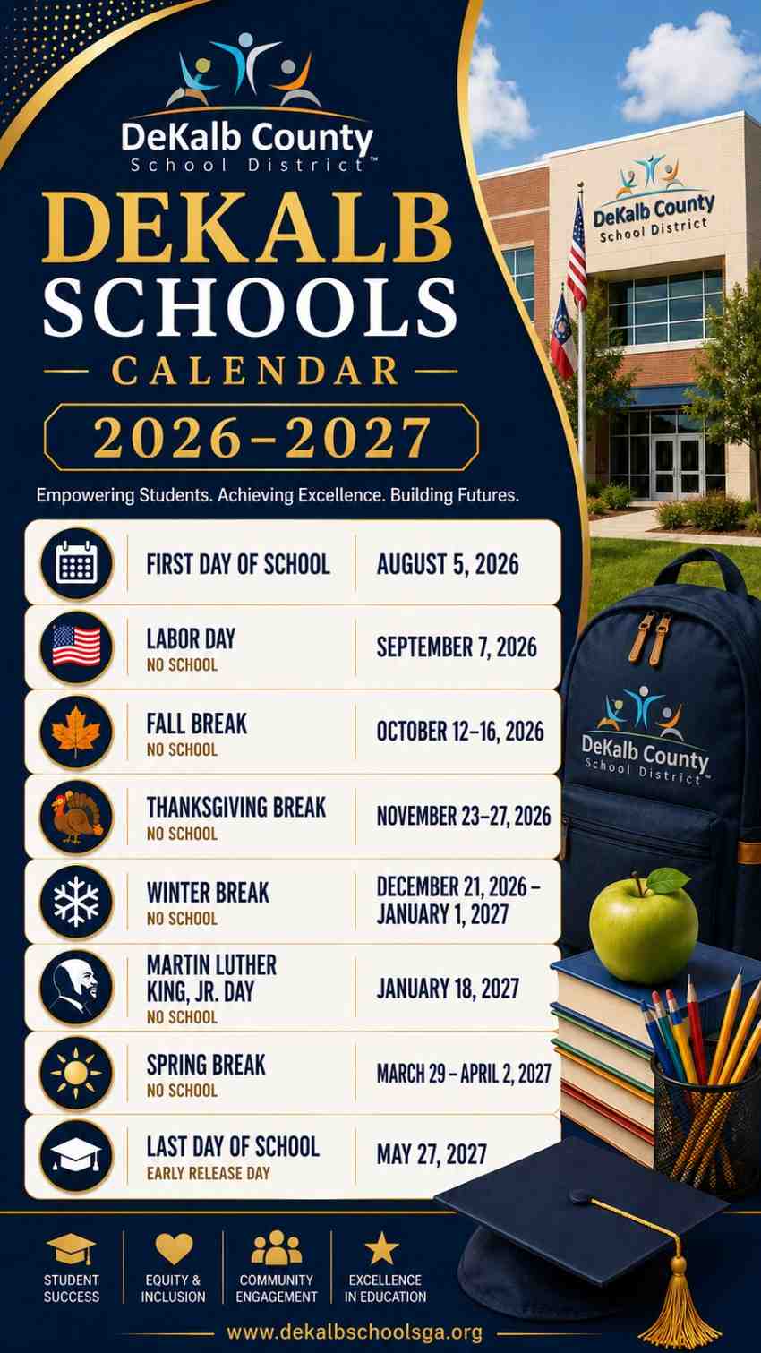 DeKalb County Schools Calendar 2026-2027 Holidays