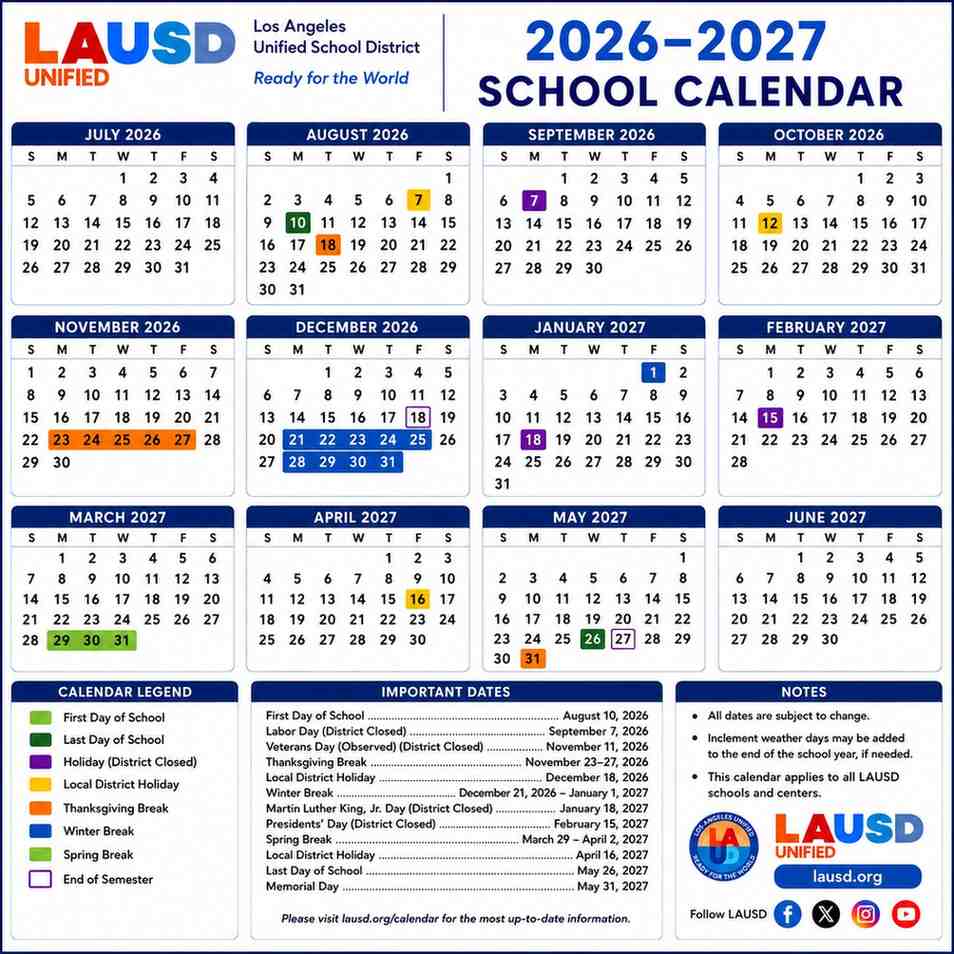Lausd School Calendar