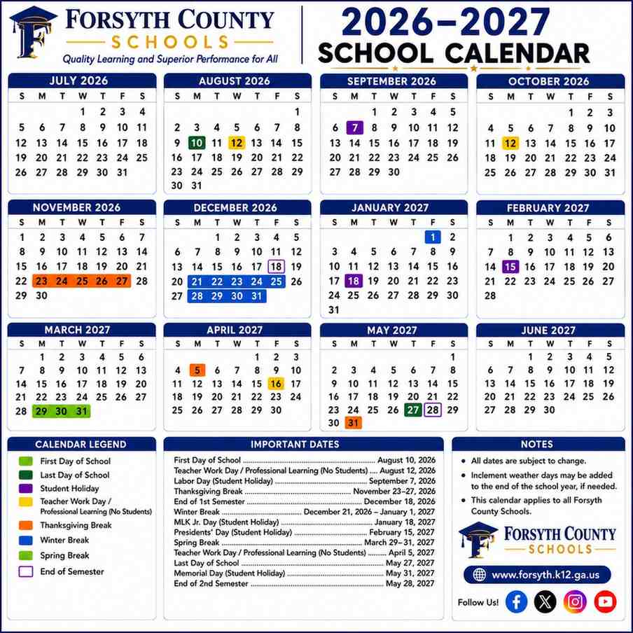 Forsyth County School Calendar