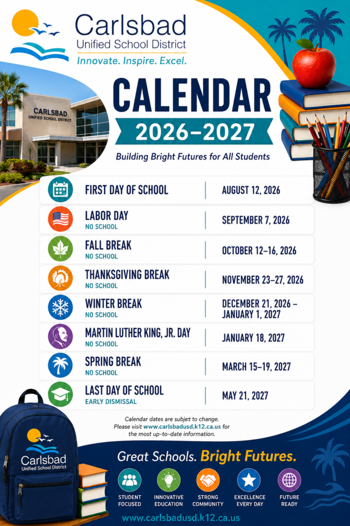 Carlsbad Unified School District Calendar