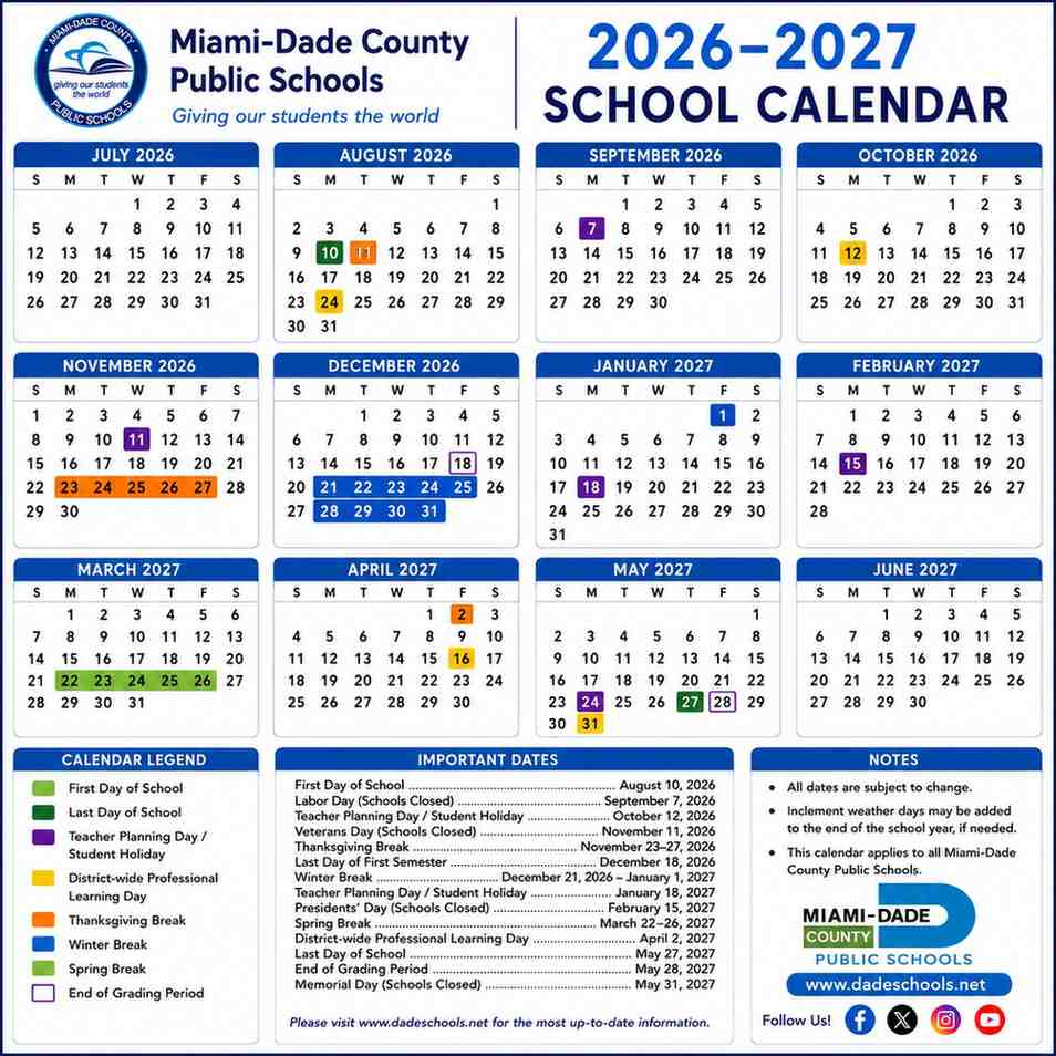 Miami-Dade School Calendar