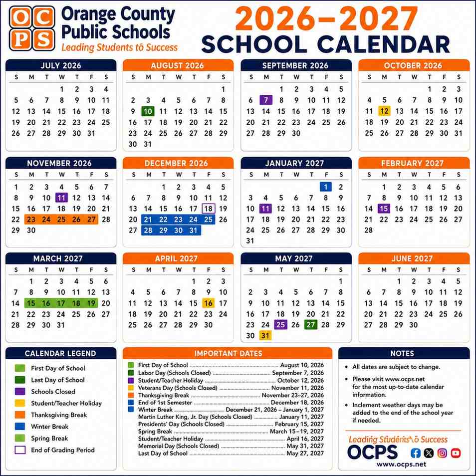 Orange County Schools Calendar