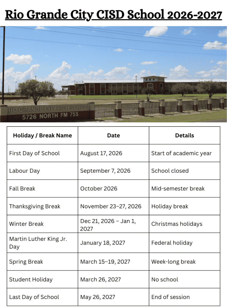 Rio Grande City CISD School Calendar