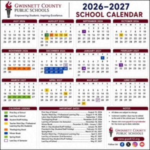 gwinnett county school calendar