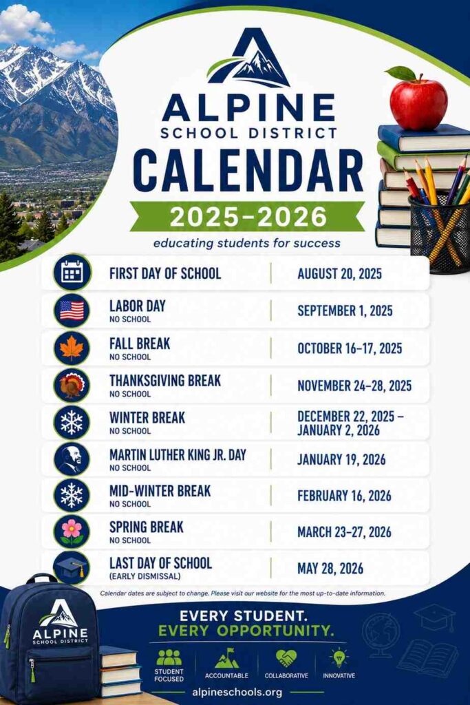 Alpine School District Calendar