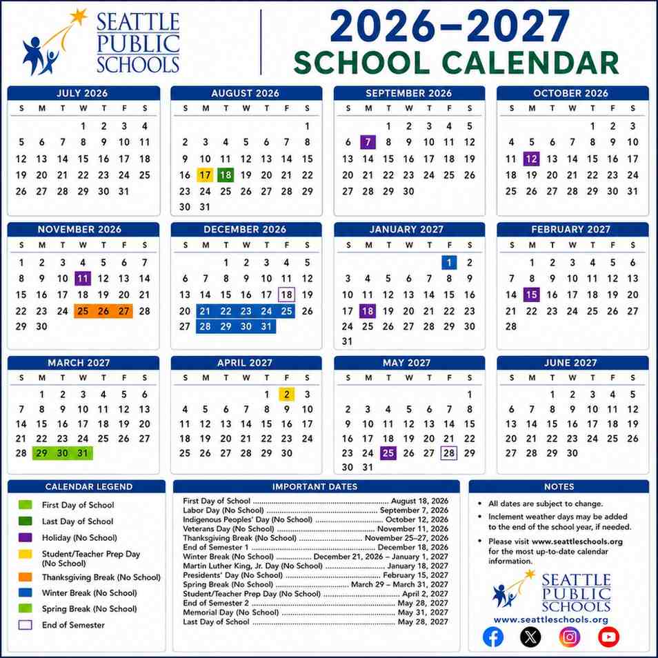 Seattle Public Schools Calendar